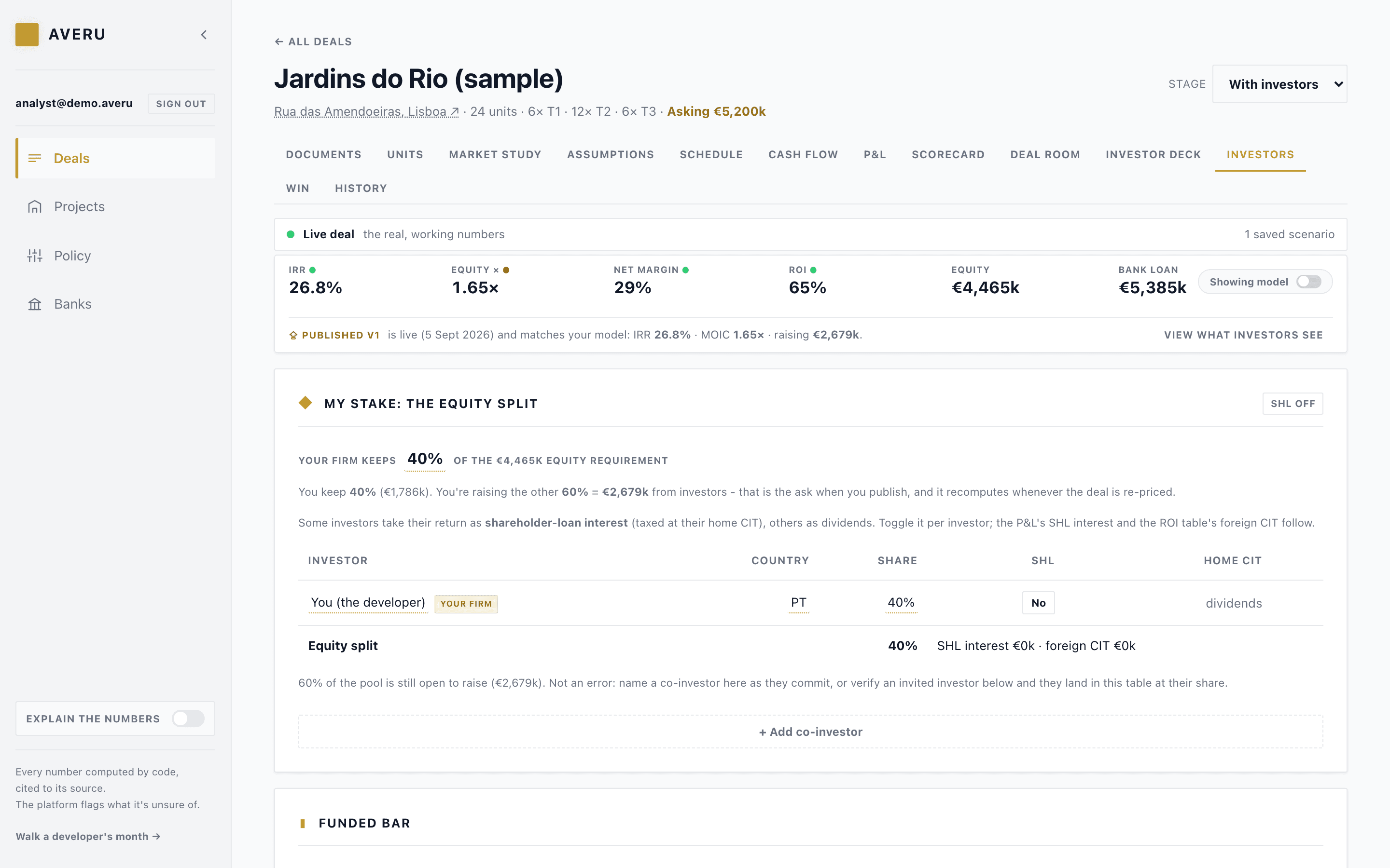 Angarie junto dos seus investidores, um link privado para cada um